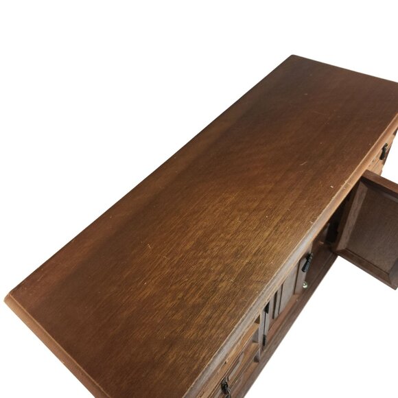 Vintage Wooden Jewelry Box Storage Chest With Drawers & Cabinet 18"L x 7"H - Picture 15 of 16